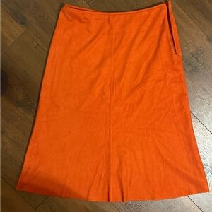 Vintage Clio Vibrant Orange A-Line Faux Suede Skirt Sz S